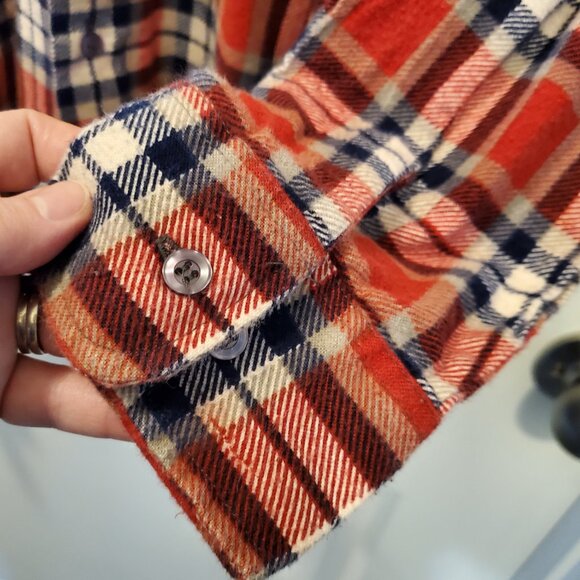 VintageDickies Red & Blue Plaid Flannel Shirt | 100% Cotton Lumberjack Style | L - Picture 6 of 6